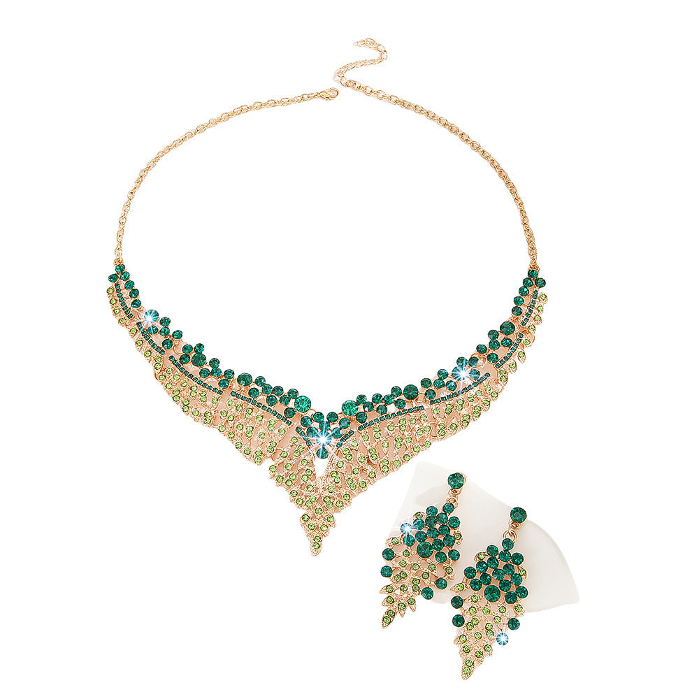 Alloy Rhinestone Wedding Necklace Earrings Bridal Wedding Decoration
