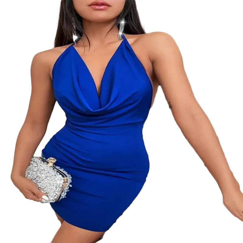 Women’s Summer Deep V-Neck Backless Halter Dress