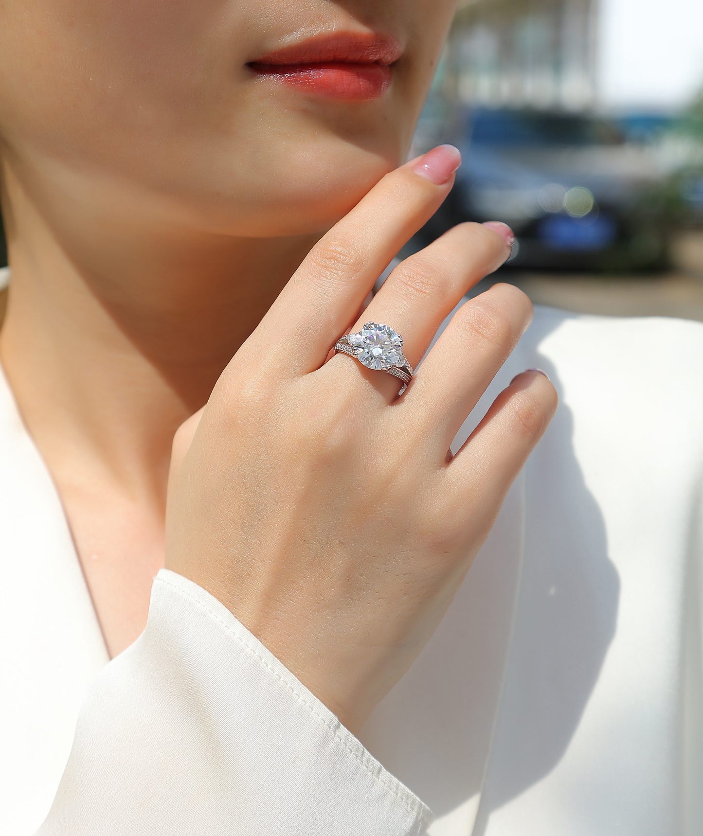 Luxury 5-Carat Moissanite Sterling Silver Ring