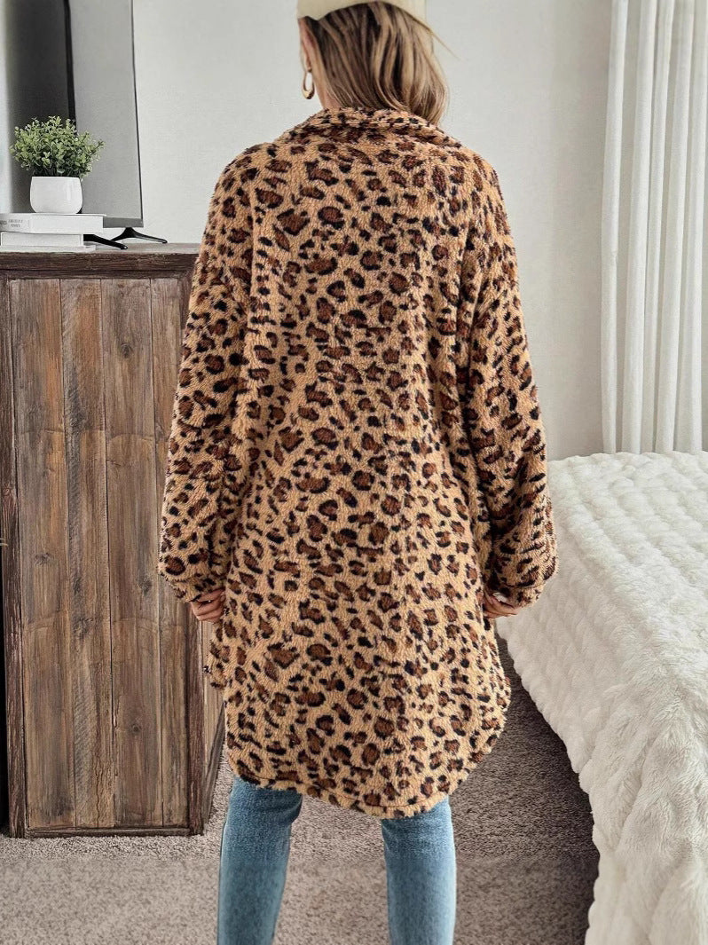 Women's Double-Sided Plush Long Cardigan – Cozy Casual Coat for Fall & Winter