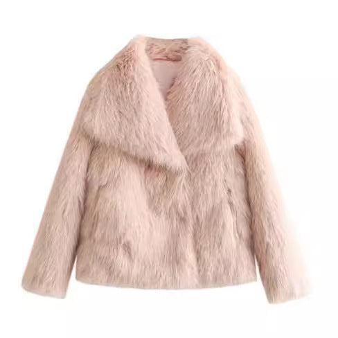 Women’s Winter Plush Coat Thick Fluffy Lapel Jacket