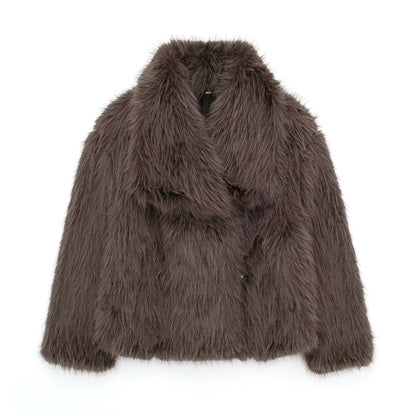 Women’s Winter Plush Coat Thick Fluffy Lapel Jacket