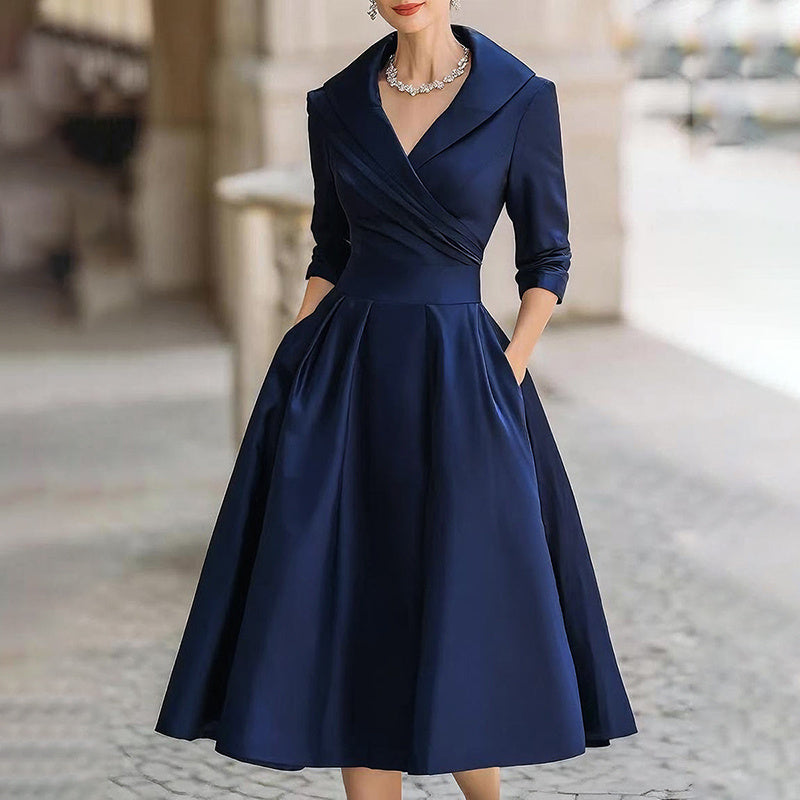 Women’s Elegant Cross V-Neck Midi Dress