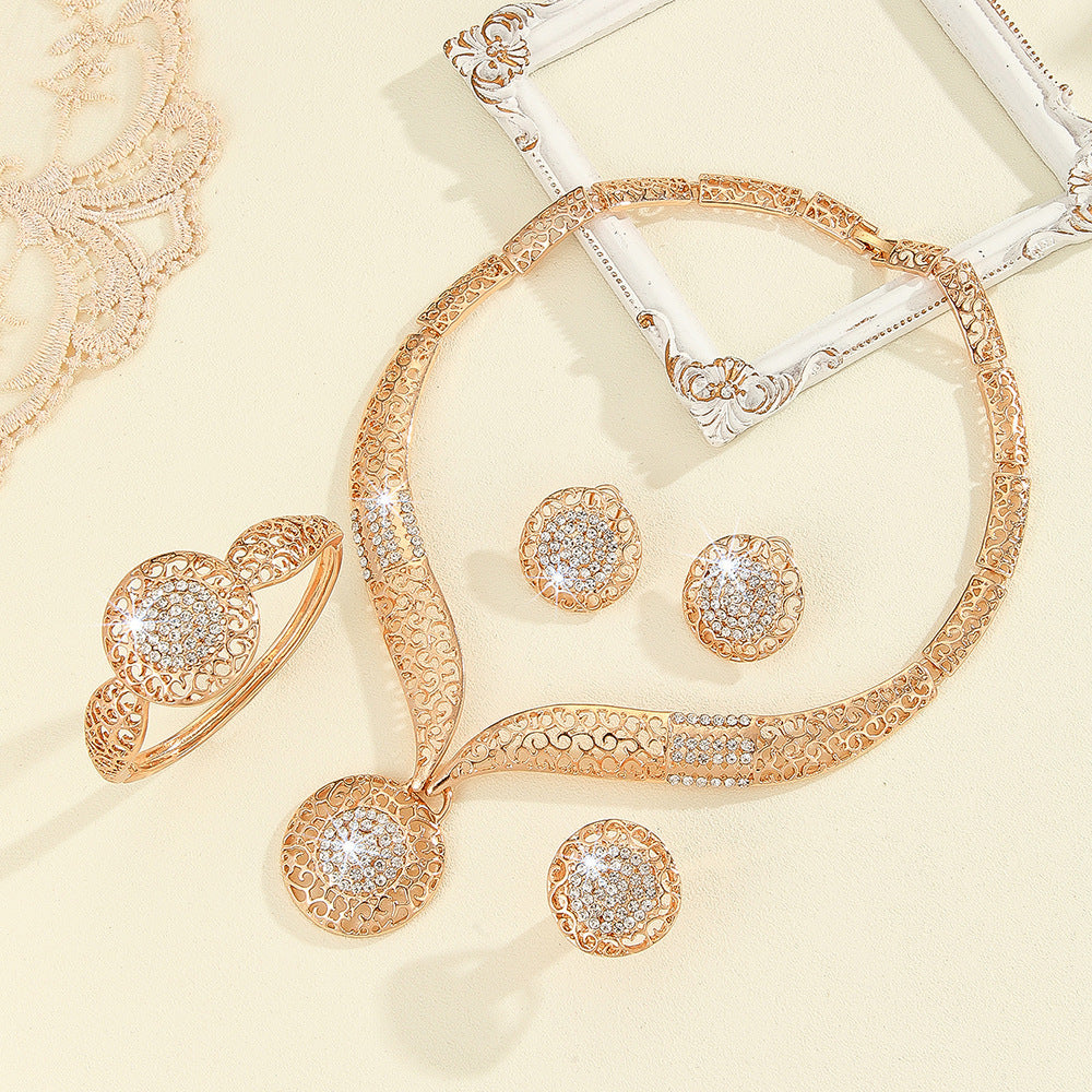 Exaggerated Rhinestone-encrusted Jewelry Four-piece Set