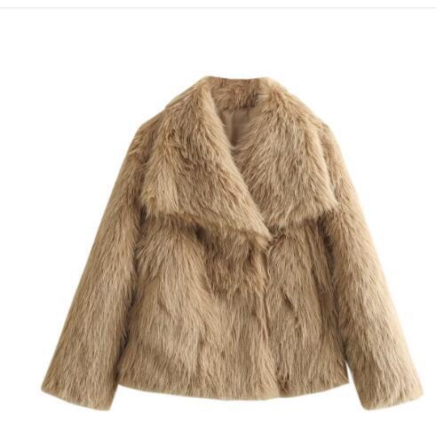 Women’s Winter Plush Coat Thick Fluffy Lapel Jacket