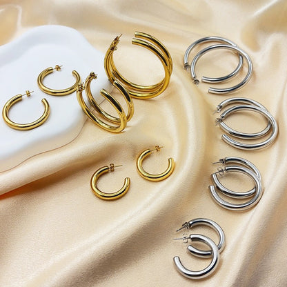 Minimalist Hollow Hoop Earrings