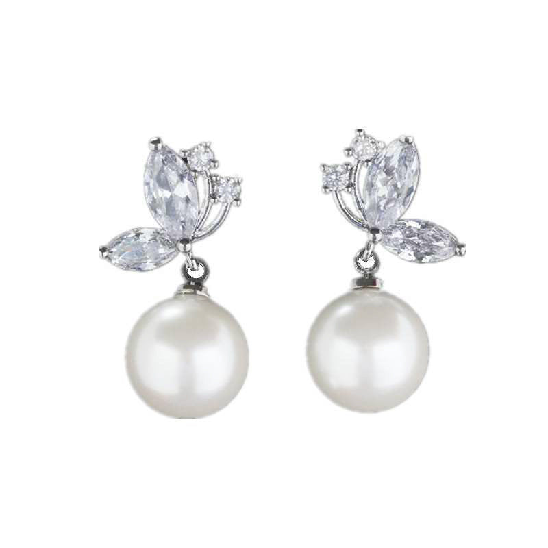 Light Luxury High-grade Rhinestone Butterfly Pearl Earrings