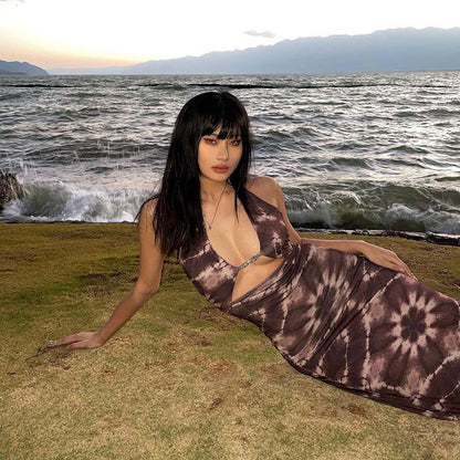 Women’s Sexy Hollow Halter Neck Mini Dress