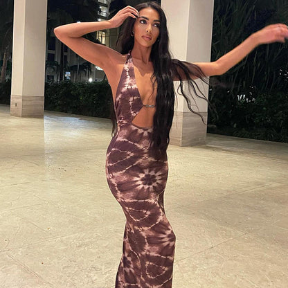 Women’s Sexy Hollow Halter Neck Mini Dress