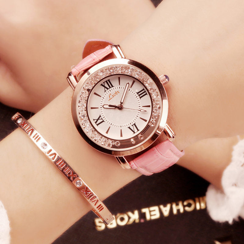 Flowing Water Diamond Design Women’s Belt Watch
