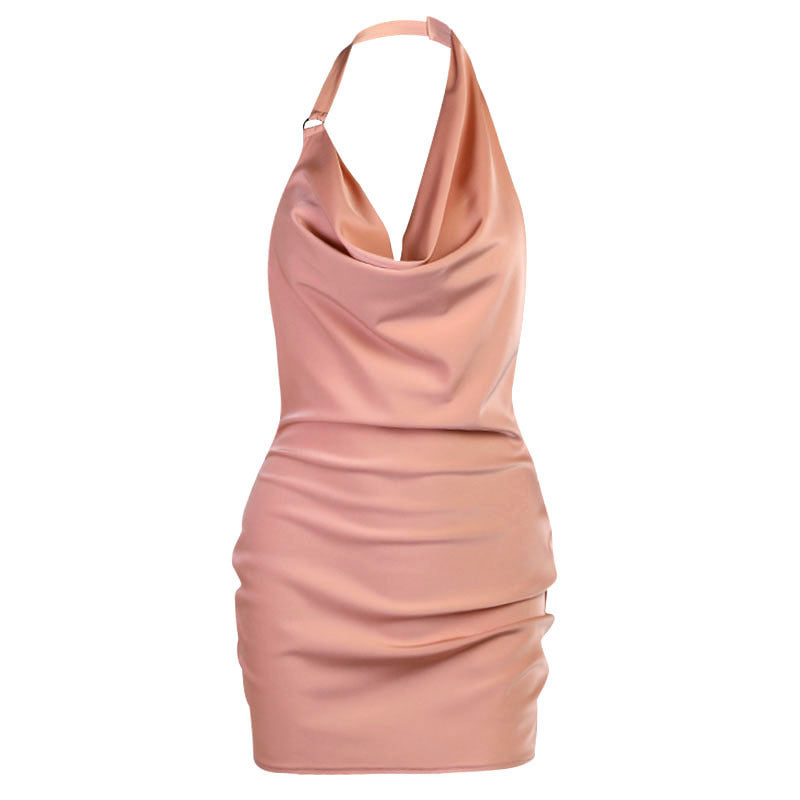Women’s Satin V-Neck Backless Mini Party Dress