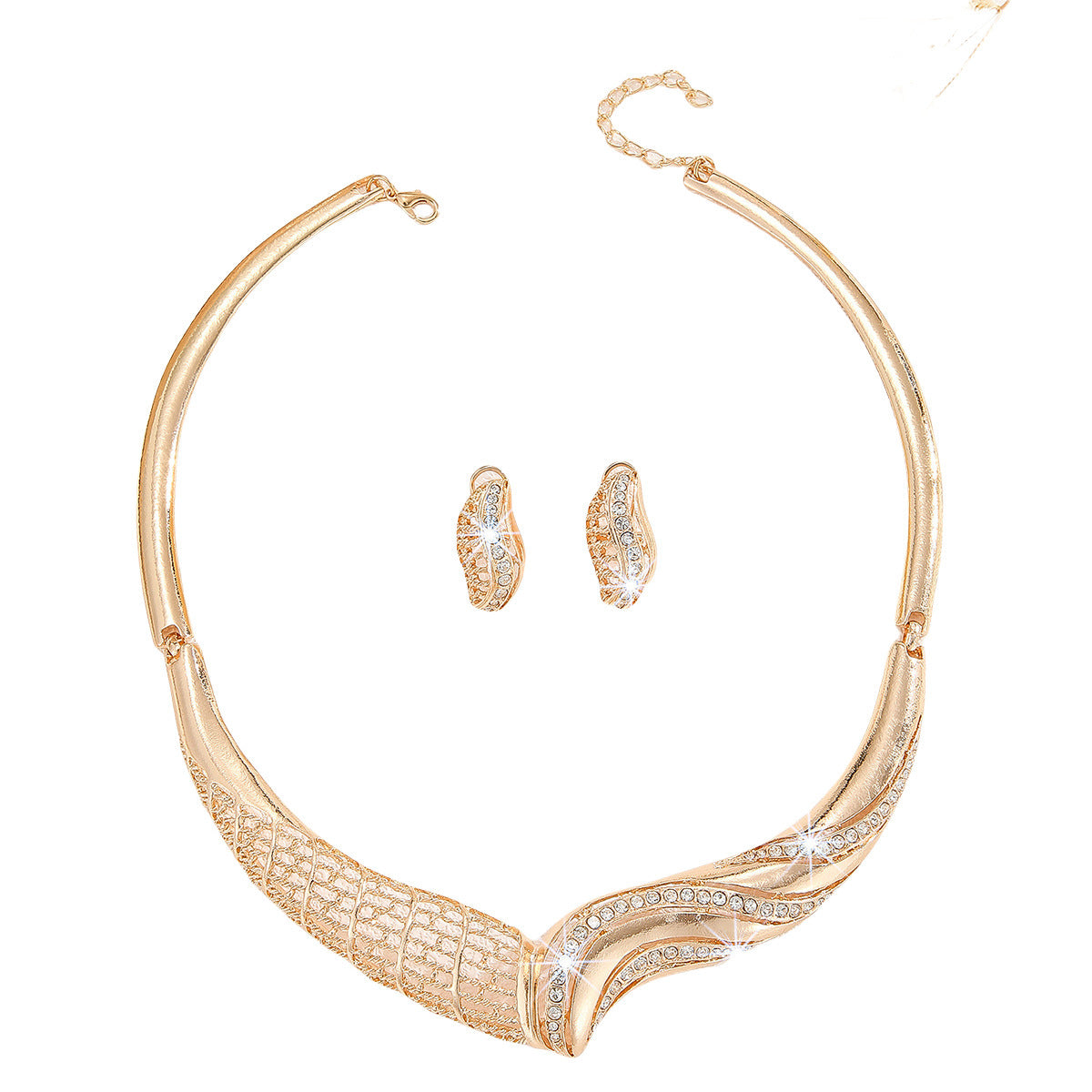 Women’s Moon Jewelry Set – Metal Necklace & Matching Earrings