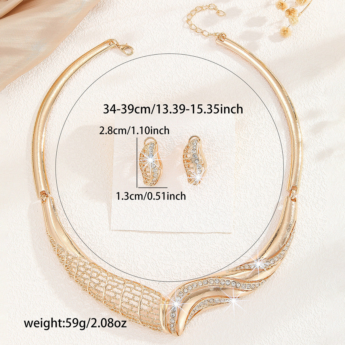 Women’s Moon Jewelry Set – Metal Necklace & Matching Earrings