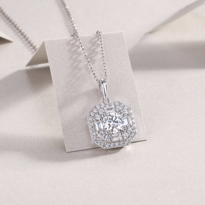 1ct Moissan Diamond Silver Pendant – Platinum Plated
