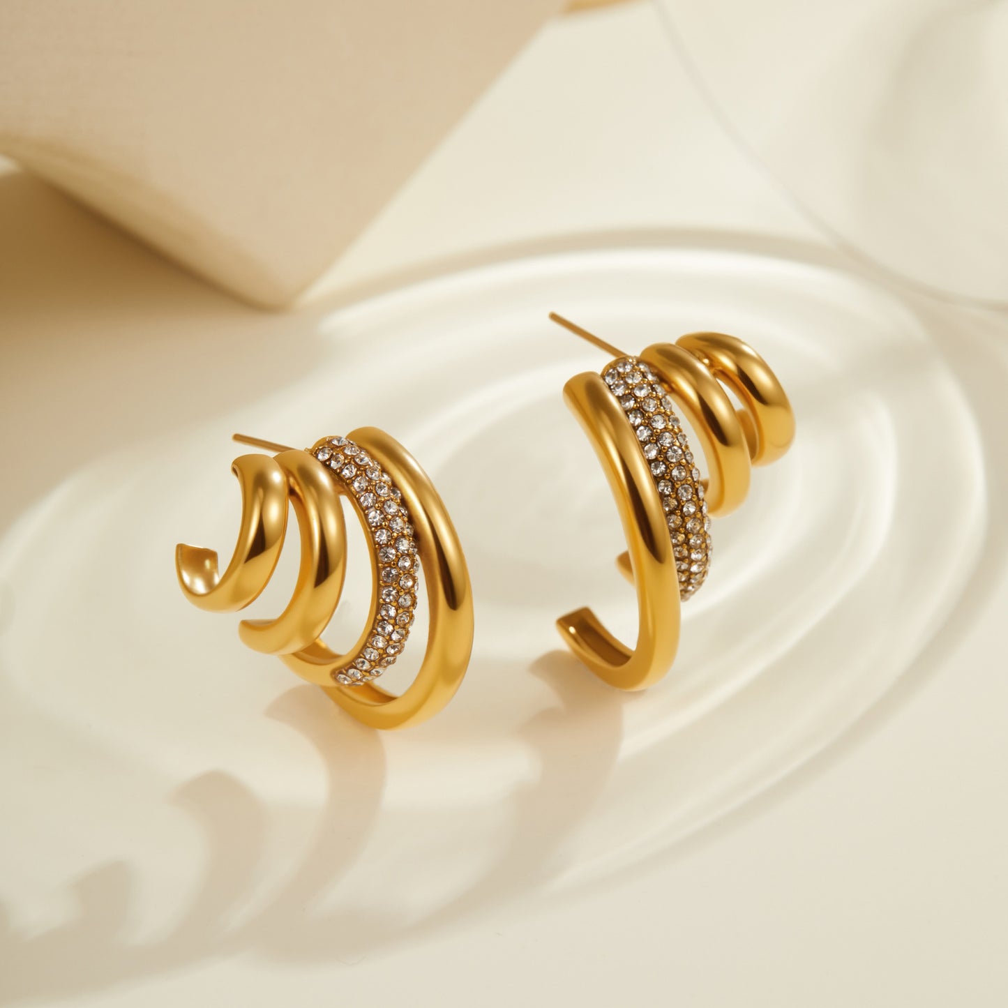 Women Ins High-end Diamond Studded Stainless Steel Earrings