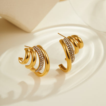 Women Ins High-end Diamond Studded Stainless Steel Earrings