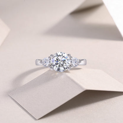 Women 2-Carat Moissanite Sterling Silver Ring