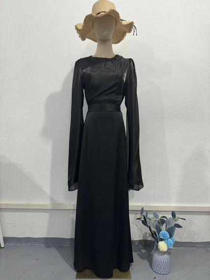 Women’s Elegant Summer Chiffon & Satin Maxi Dress