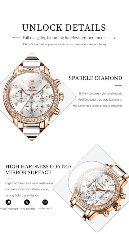 Women Simple Rhinestone Quartz Watch Waterproof Watch
