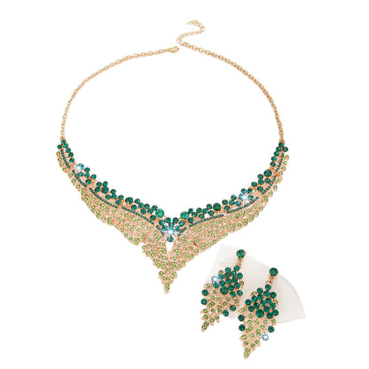 Alloy Rhinestone Wedding Necklace Earrings Bridal Wedding Decoration