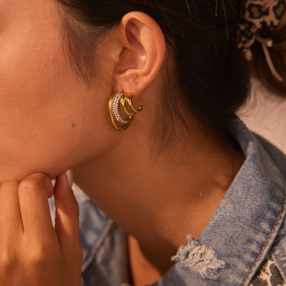 Women Ins High-end Diamond Studded Stainless Steel Earrings