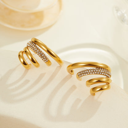 Women Ins High-end Diamond Studded Stainless Steel Earrings