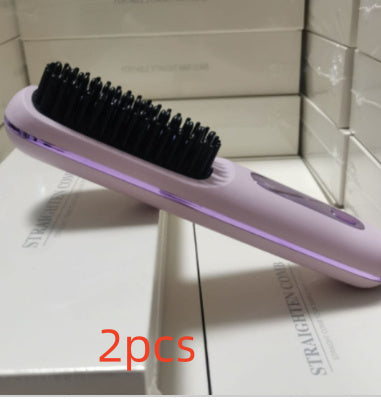 2-in-1 Wireless Hair Straightener & Comb – Fast Heating USB Brush