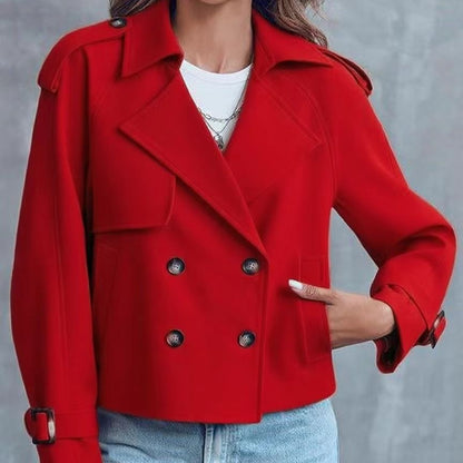 Women's Casual Short Double-Breasted Trench Coat – Stylish Lightweight Outerwear