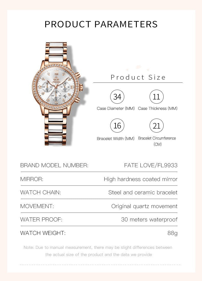 Women Simple Rhinestone Quartz Watch Waterproof Watch