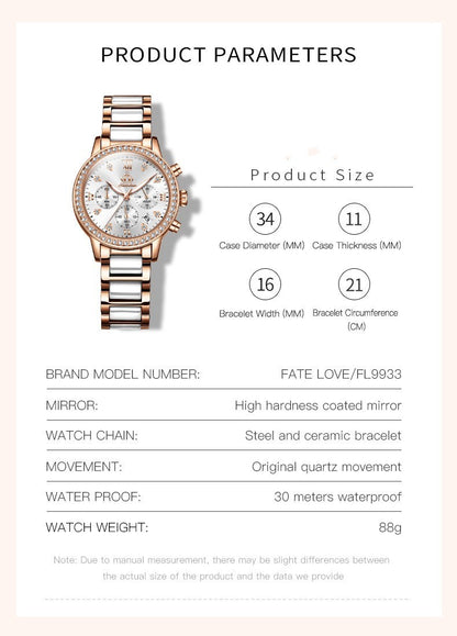 Women Simple Rhinestone Quartz Watch Waterproof Watch