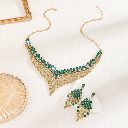 Alloy Rhinestone Wedding Necklace Earrings Bridal Wedding Decoration