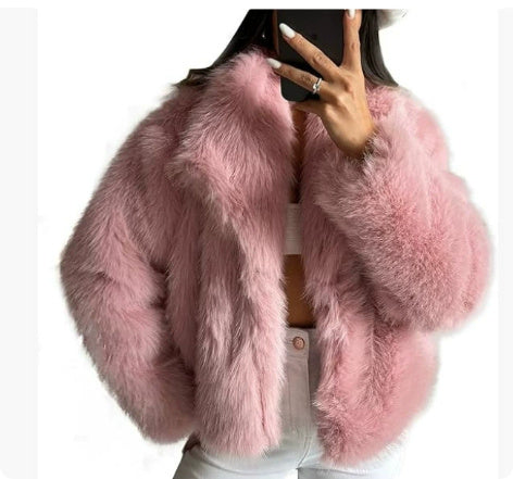 Women’s Winter Plush Coat Thick Fluffy Lapel Jacket