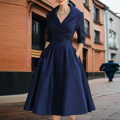Women’s Elegant Cross V-Neck Midi Dress