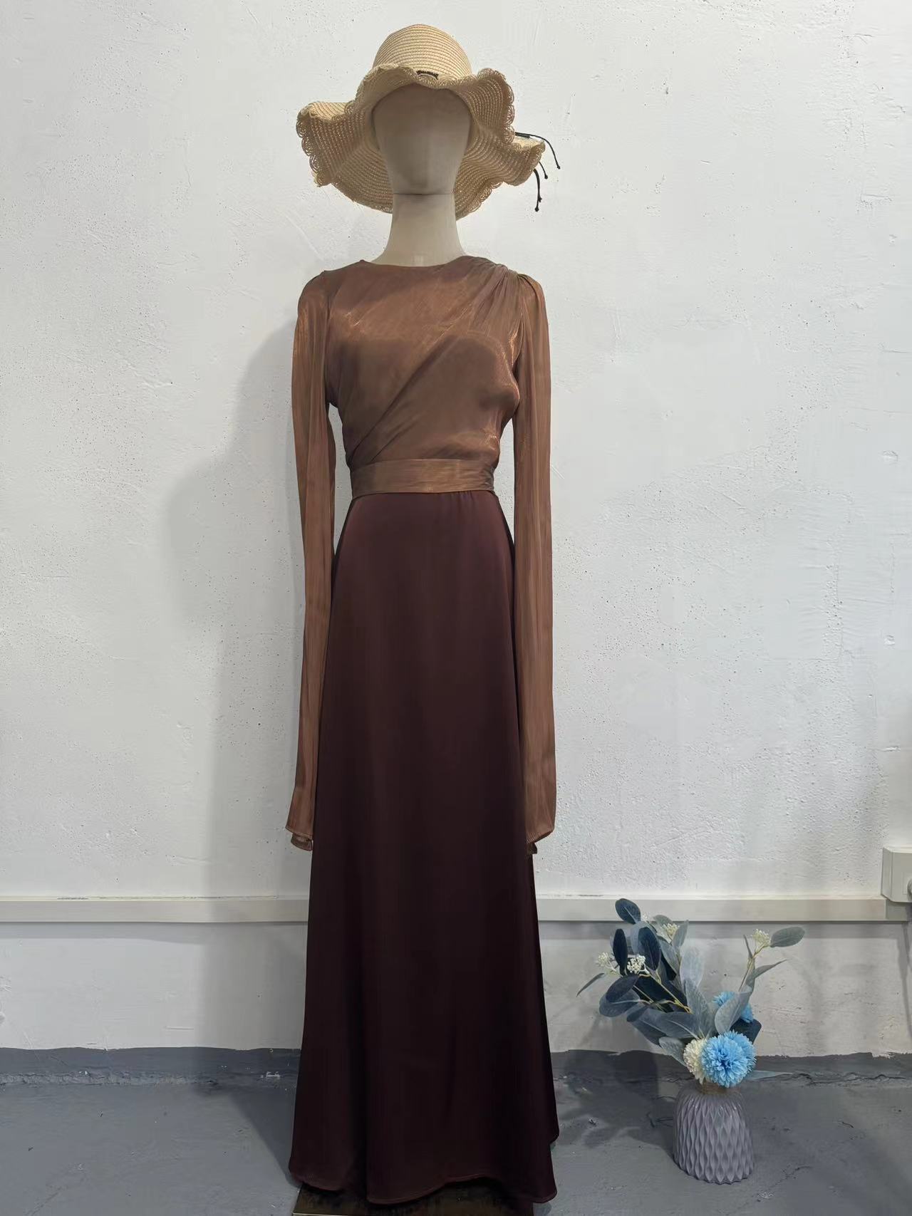 Women’s Elegant Summer Chiffon & Satin Maxi Dress