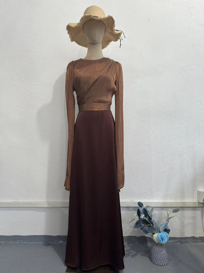 Women’s Elegant Summer Chiffon & Satin Maxi Dress