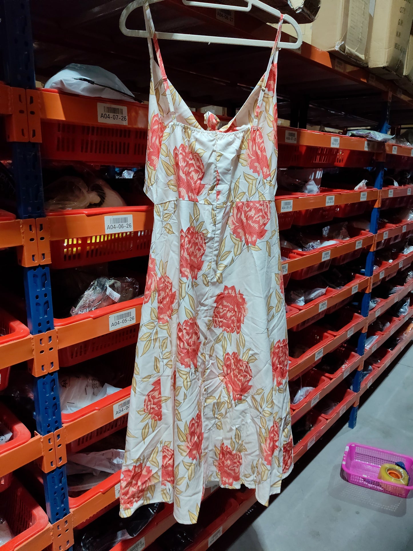 Women’s Floral Print Beach Dress – Hollow Bowknot Split Suspender Summer Dress