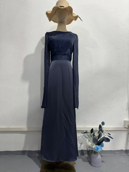 Women’s Elegant Summer Chiffon & Satin Maxi Dress