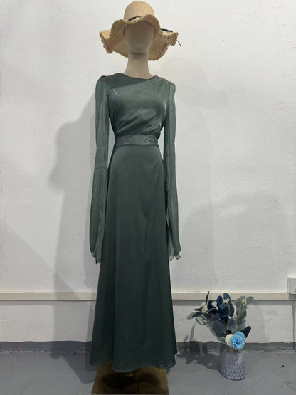 Women’s Elegant Summer Chiffon & Satin Maxi Dress