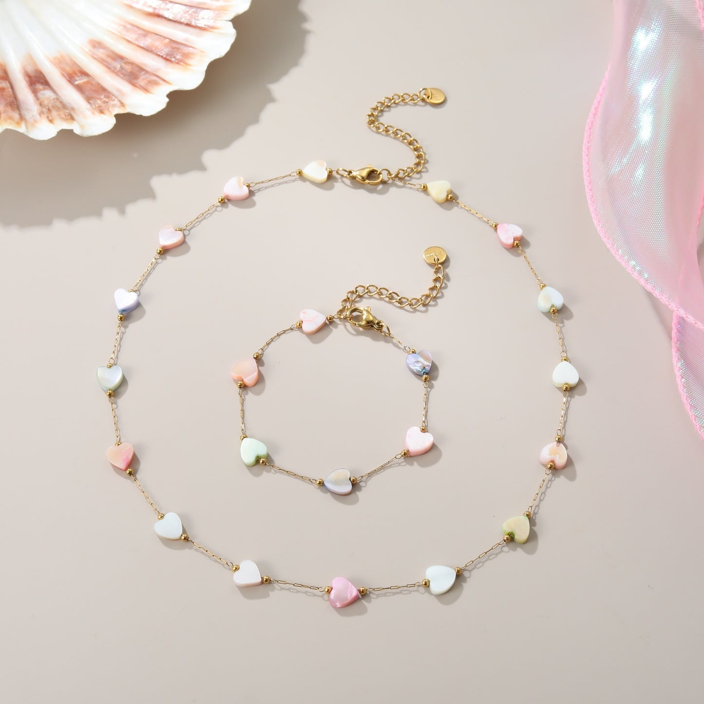 uroraLove INS Fashion Colorful Heart Necklace