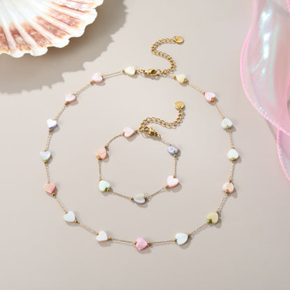 uroraLove INS Fashion Colorful Heart Necklace