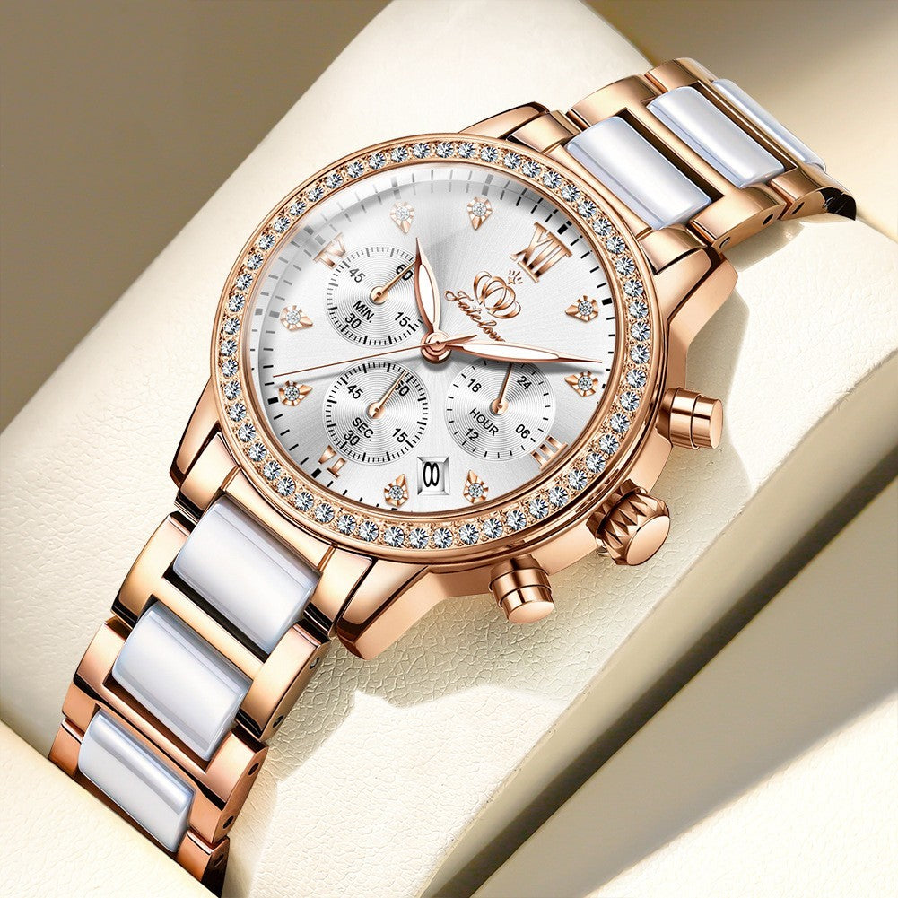 Women Simple Rhinestone Quartz Watch Waterproof Watch