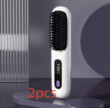 2-in-1 Wireless Hair Straightener & Comb – Fast Heating USB Brush