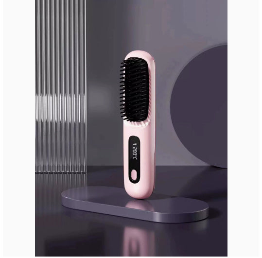 2-in-1 Wireless Hair Straightener & Comb – Fast Heating USB Brush