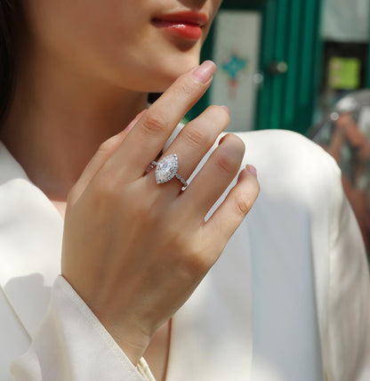 Moissanite Diamond Ring Set S925 Sterling Silver & Platinum