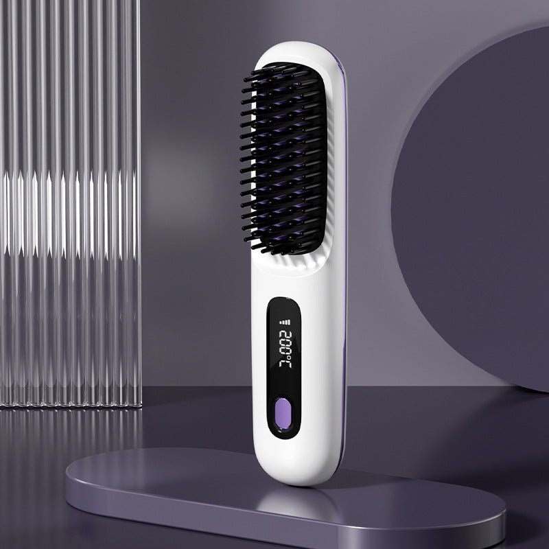 2-in-1 Wireless Hair Straightener & Comb – Fast Heating USB Brush