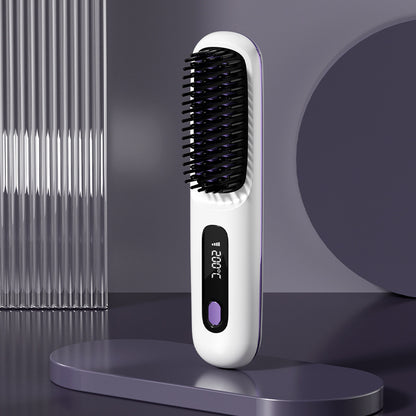 2-in-1 Wireless Hair Straightener & Comb – Fast Heating USB Brush