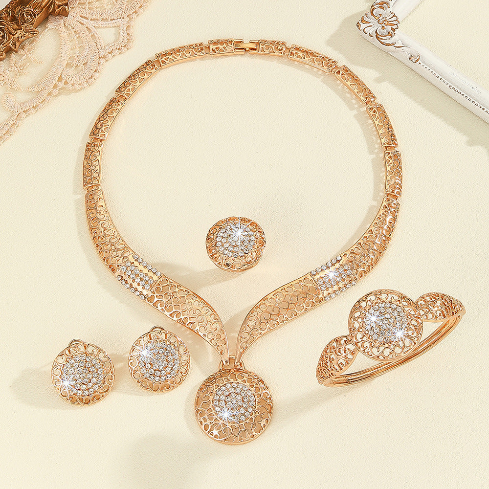 Exaggerated Rhinestone-encrusted Jewelry Four-piece Set