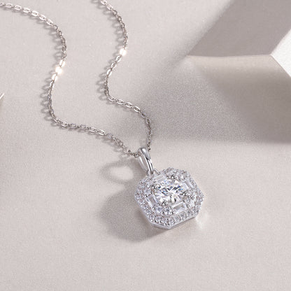 1ct Moissan Diamond Silver Pendant – Platinum Plated