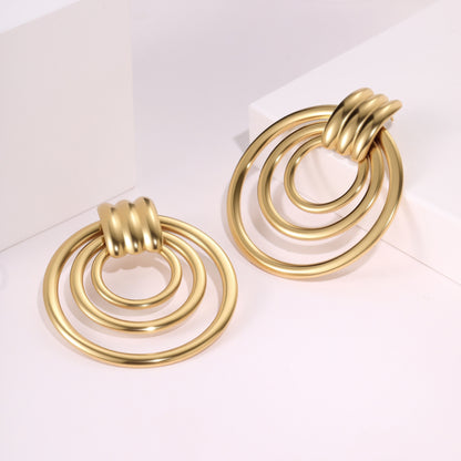 Minimalist 18K Gold Geometric Earrings – Durable Stainless Steel Design