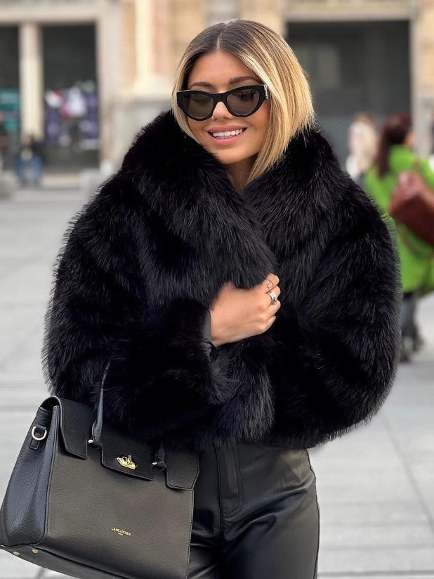 Women’s Winter Plush Coat Thick Fluffy Lapel Jacket